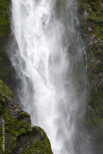 Stirling Falls in Milford Sound Fiordland National Park - in the southwest of New Zealand   s South Island. 