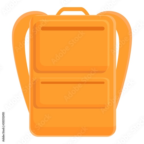 Orange laptop backpack icon. Cartoon of orange laptop backpack vector icon for web design isolated on white background