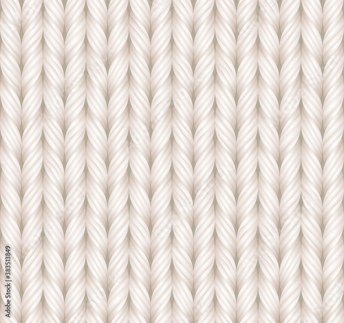 White detailed knitted texture. Seamless pattern. Vector background