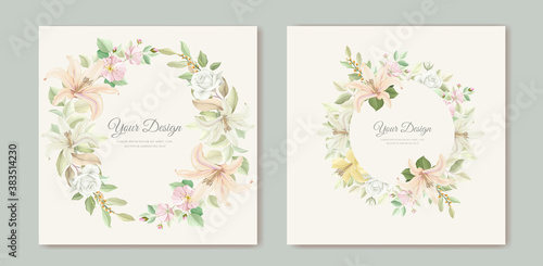 beautiful lily flower wedding invitation card