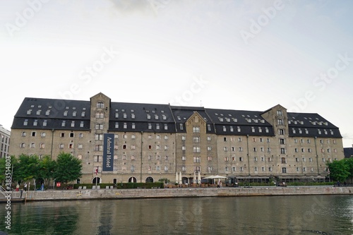 Copenhagen, Europe, hotel building at center