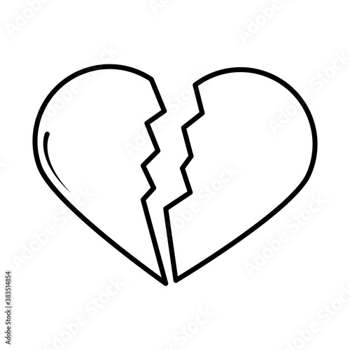 broken love heart pop art comic style, line icon