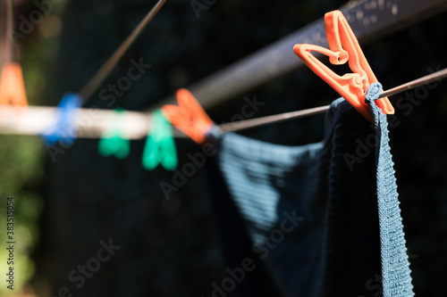 Washing outdoors on a sunny bright day
