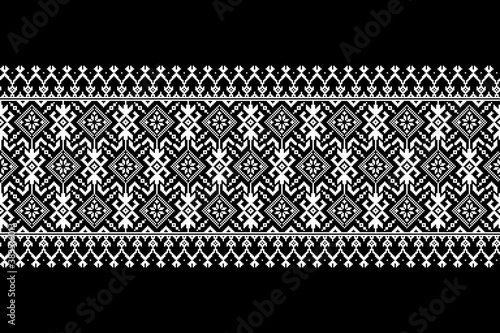 Vector illustration of Ukrainian folk seamless pattern ornament. Ethnic ornament. Border element. Traditional Ukrainian, Belarusian folk art knitted embroidery pattern - Vyshyvanka.