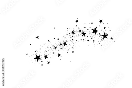 Stars on a white background. Black star shooting with an elegant star.Meteoroid, comet, asteroid, stars. photo