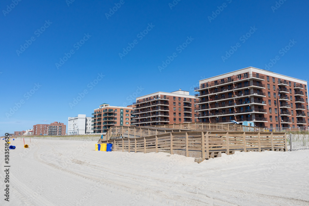 Beach and Boardwalk in Long Beach New York during the Summer Beach and Boardwalk in Long Beach New York during the Summer