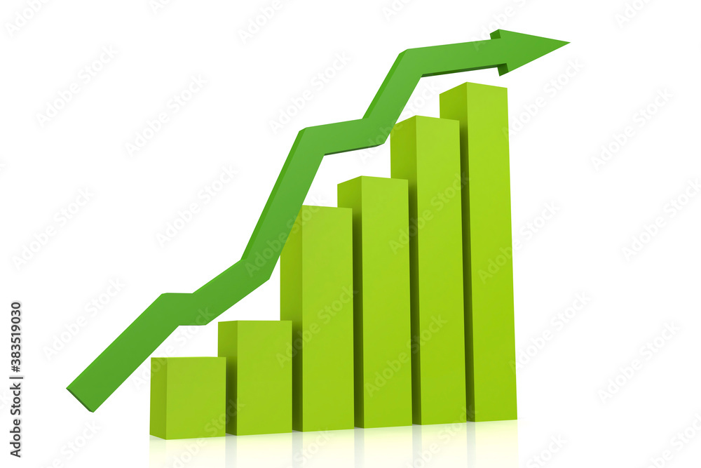 Green upward arrow with bar chart Green upward arrow with bar chart
