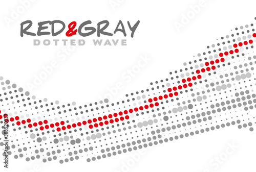 Red and gray dotted wave. Vector graphics
