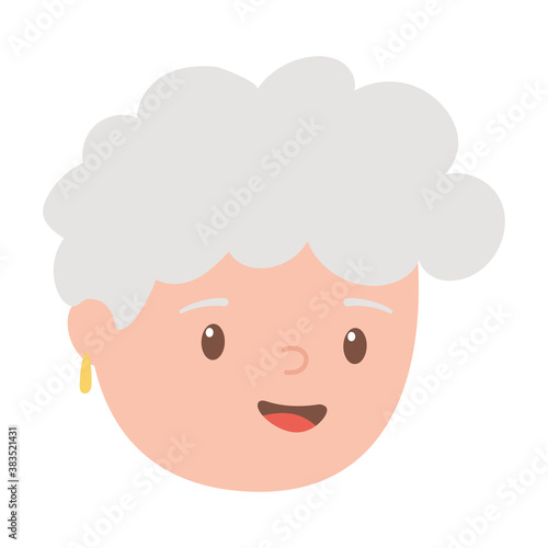 elderly woman with earring cartoon isolated design white background © Stockgiu