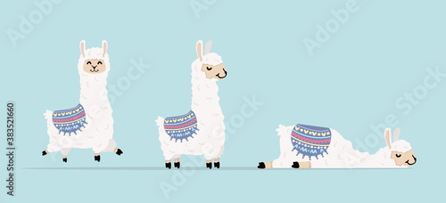 Cute llama and alpaca character set