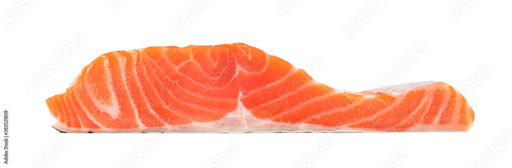 Piece of fresh salmon fillet sliced isolated on white background Piece of fresh salmon fillet sliced isolated on white background