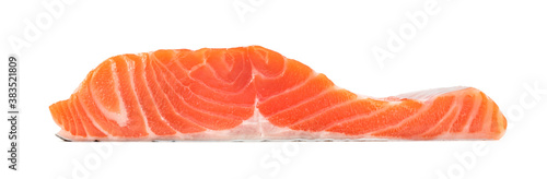 Bilde på lerret Piece of fresh salmon fillet sliced isolated on white background