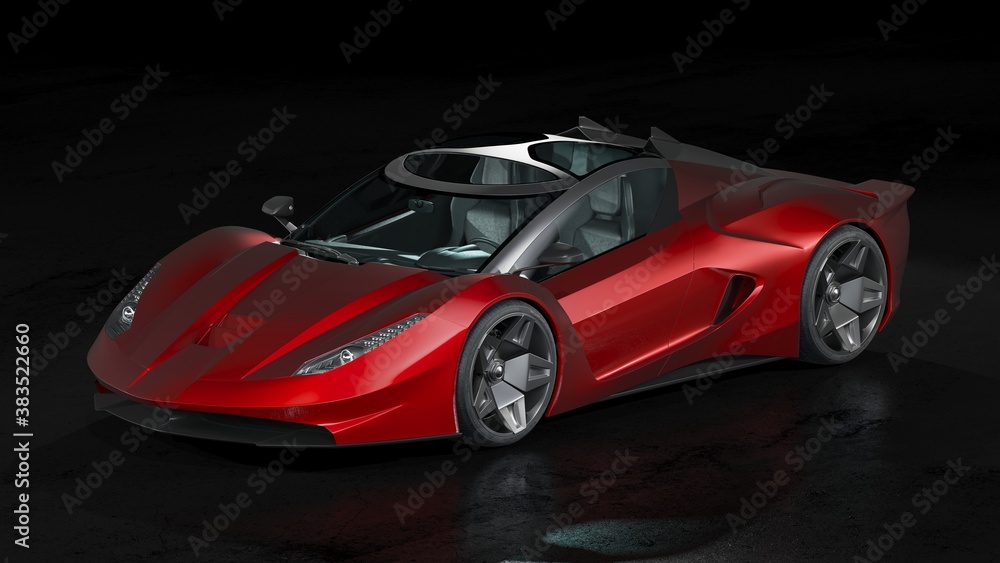 3D rendering of a brand-less generic cars in studio environment	
