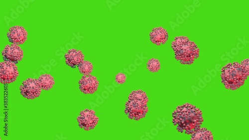 Many dangerous and contagious viruses add up to the word COVID-19. Isolated on green screen