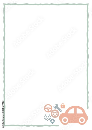 カーライフのイメージフレーム　車のメンテナンス　A4縦