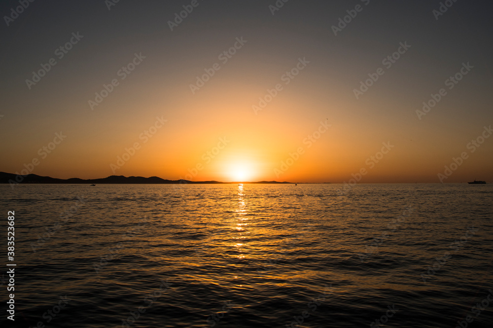 Colorful sunset at the Adriatic sea photographed in Zadar, Dalmatia, Croatia