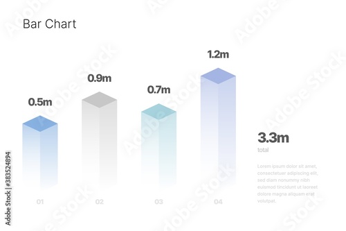 Infographic with isometric element for business layout, presentation template and finance report. Data visualization with Bar Chart.