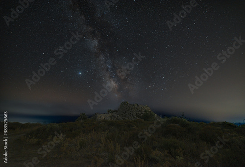 Milky Way over an ancient nuraghe in Sardinia