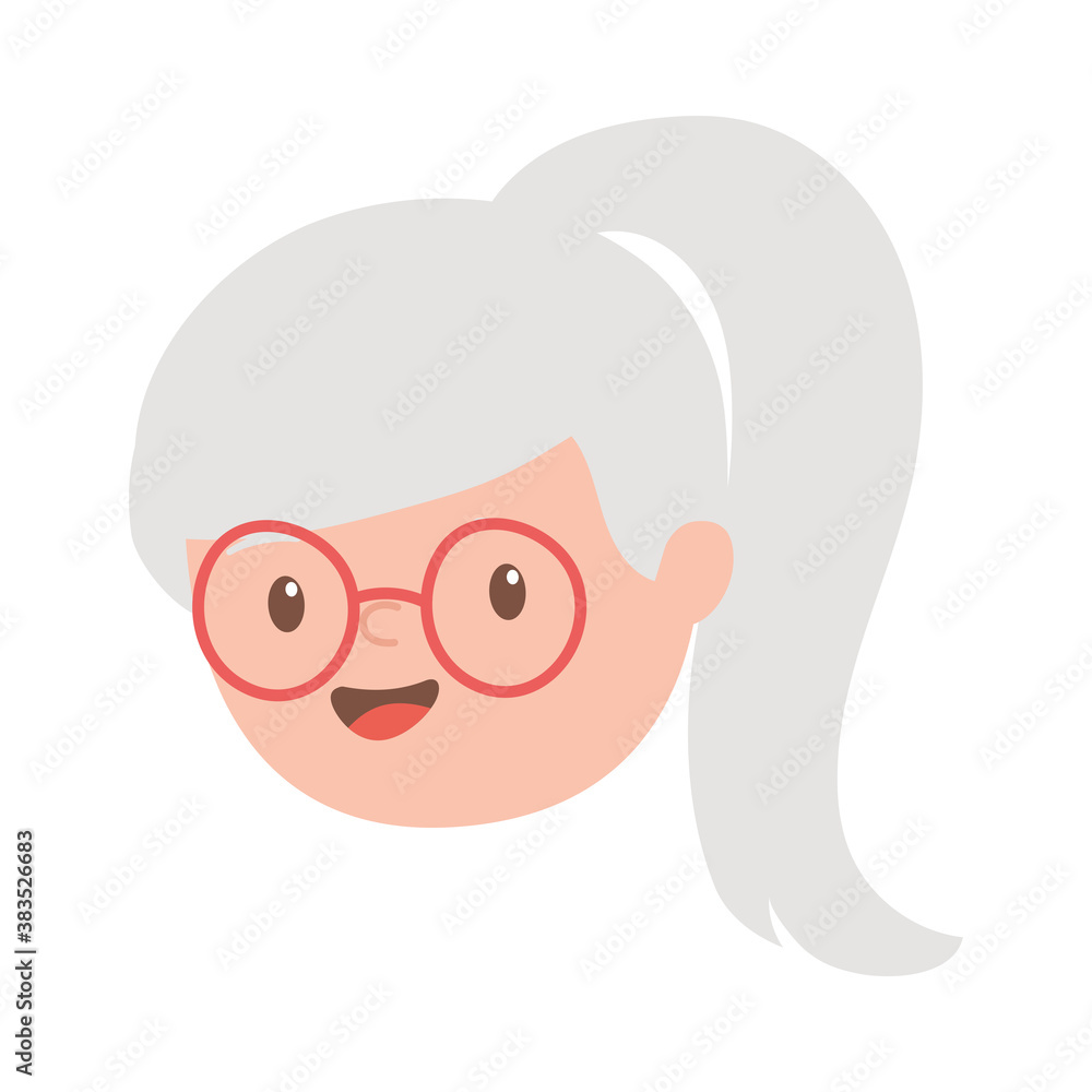 elderly woman pony tail cartoon isolated design white background elderly woman pony tail cartoon isolated design white background