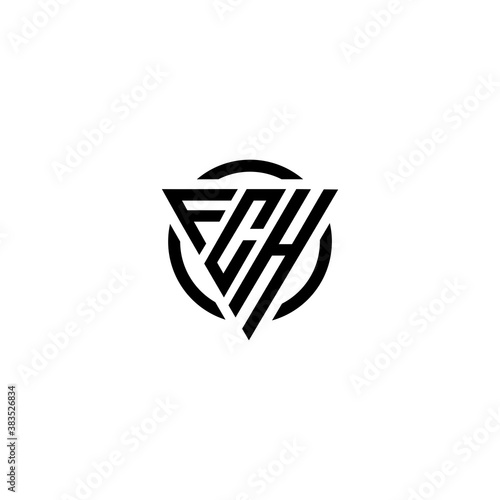 Initial letter FCH triangle monogram simple modern clean vector logo 