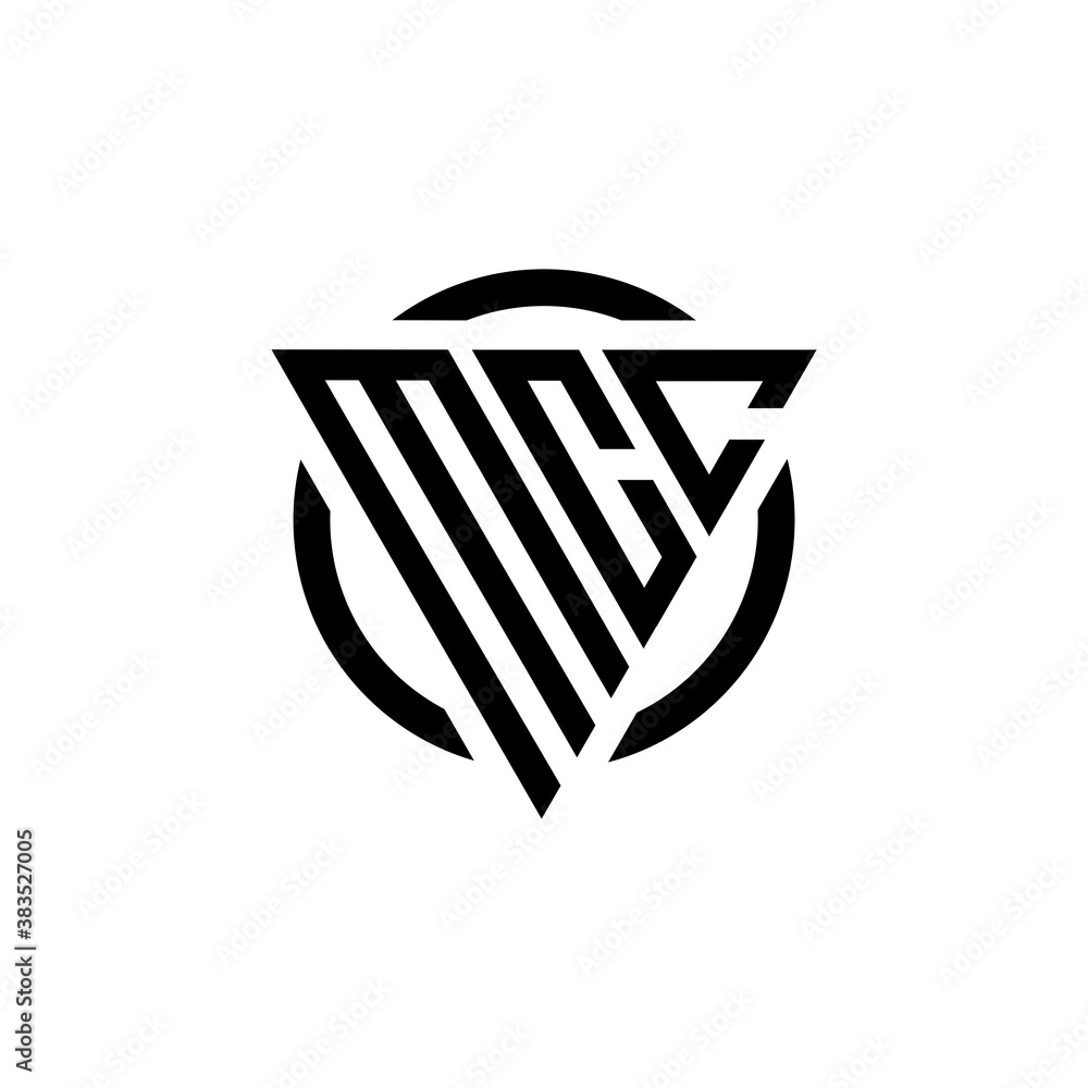 Initial MCC triangle monogram simple clean black and white logo