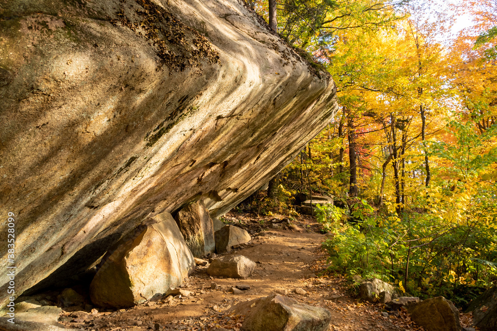 View of a giant rock in a forest in the Mont-Megantic national park, Canada View of a giant rock in a forest in the Mont-Megantic national park, Canada