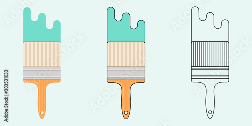 Paint brush flat vector illustration.