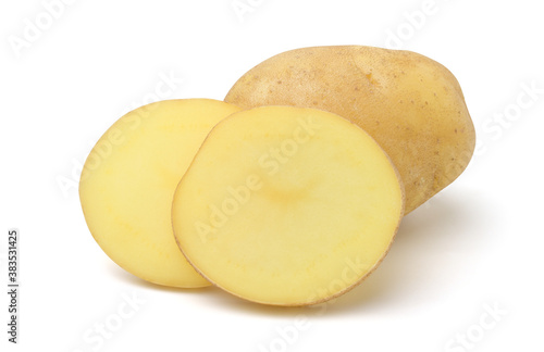 Close up,Potato and sliced isolated on white background.