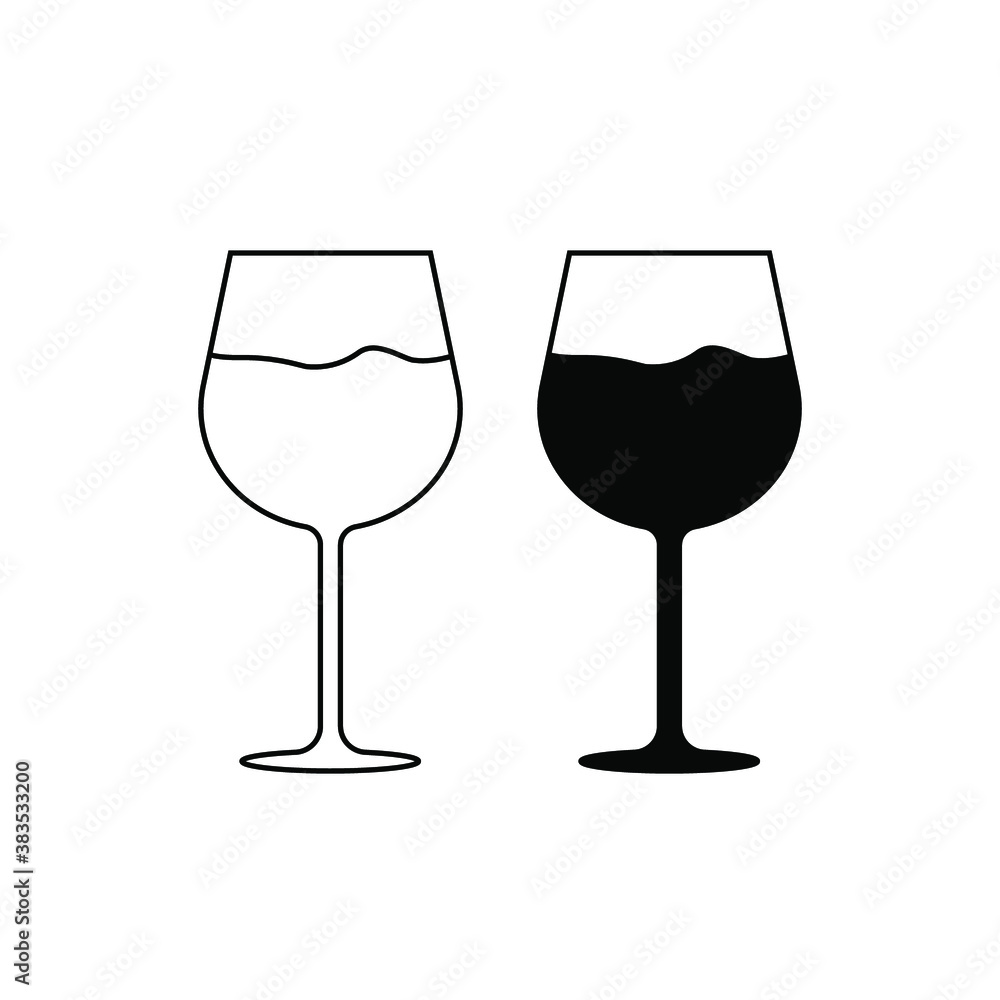 wine glass icon vector on white background	