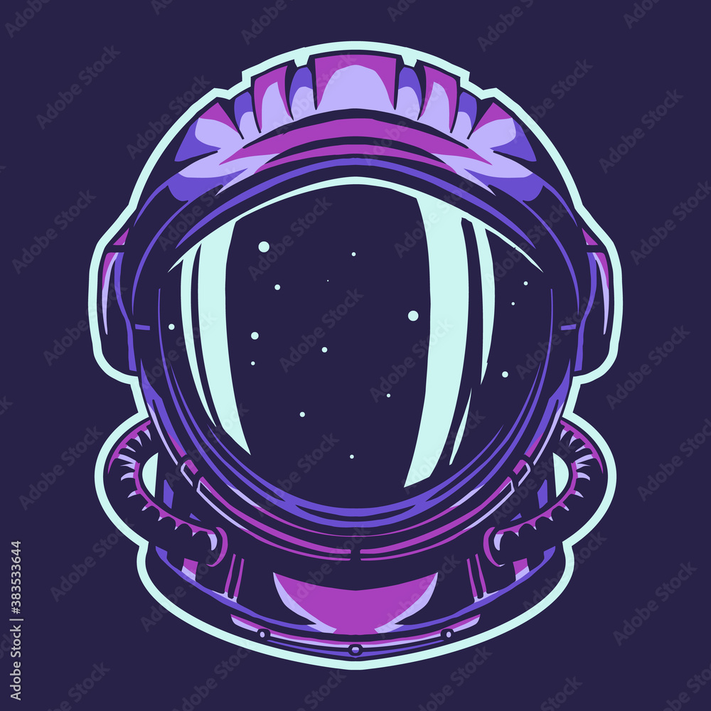 astronaut helmet vector illustration isolated on dark background Stock