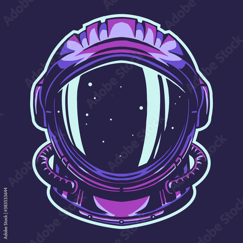 astronaut helmet vector illustration isolated on dark background