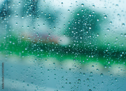 Rain on the road and water drops