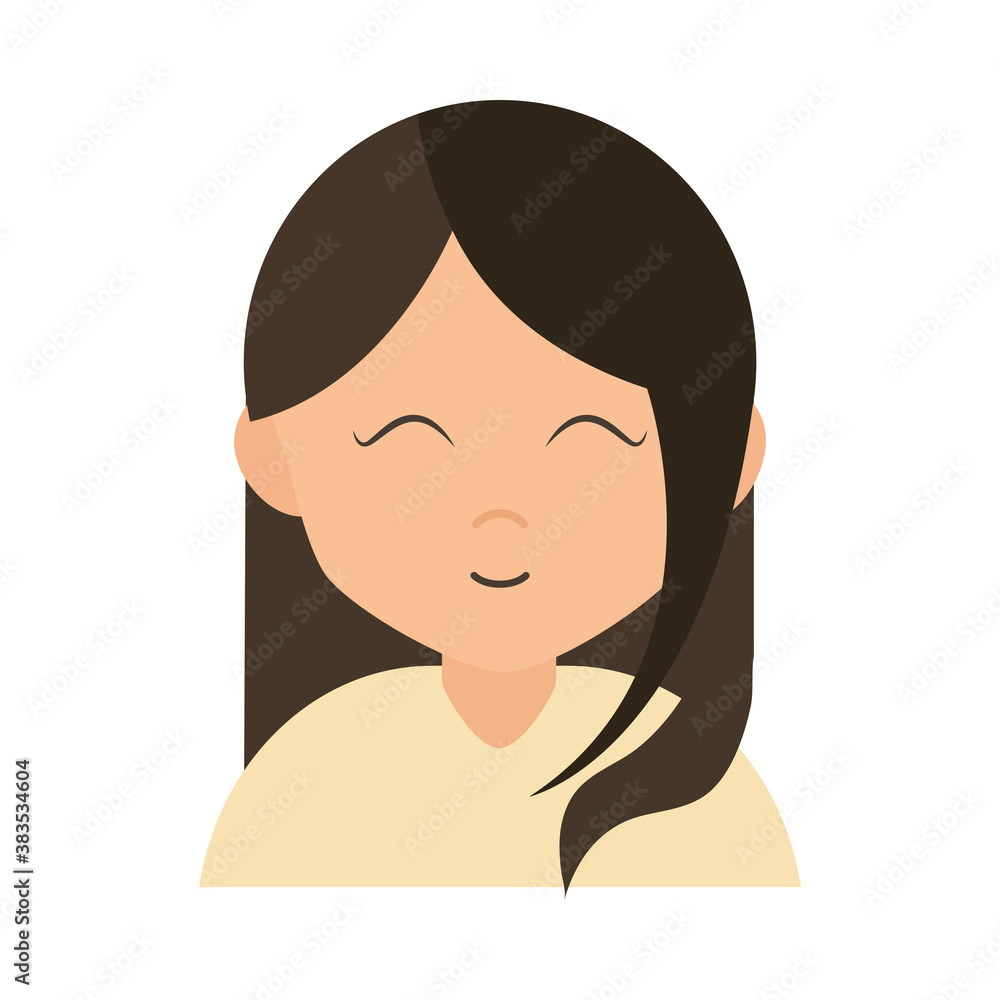 girl close eyes cartoon character portrait female flat icon