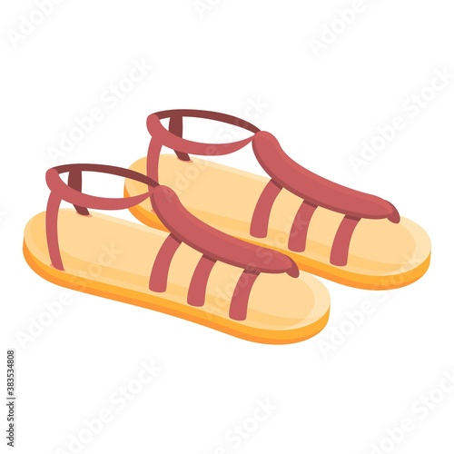 Female sandals icon. Cartoon of female sandals vector icon for web design isolated on white background