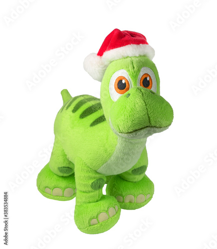 Soft toy dragon isolated on white background. Kids toys