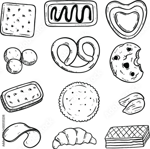 hand draw cookies or biscuits