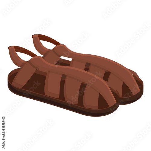 Summer man sandals icon. Cartoon of summer man sandals vector icon for web design isolated on white background