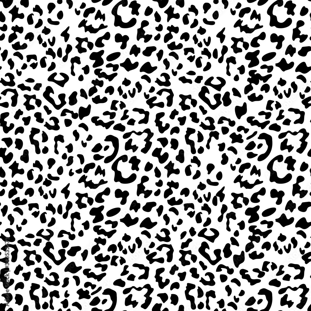 Leopard print background. Animal seamless pattern with hand drawn leopard spots. Black and white wallpaper. Vector Leopard print background. Animal seamless pattern with hand drawn leopard spots. Black and white wallpaper. Vector