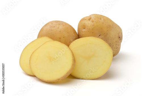 Close up,Potato and sliced isolated on white background, Agricultural products.