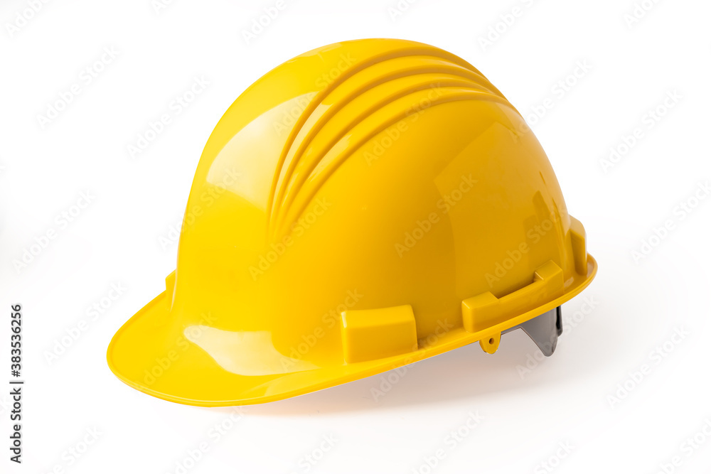 Yellow construction helmet isolated on white background with clipping path, engineer safety concept. Yellow construction helmet isolated on white background with clipping path, engineer safety concept.