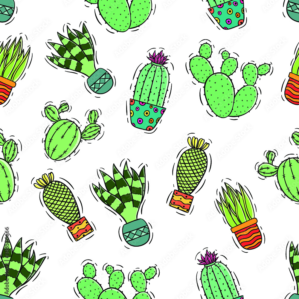 hand draw cactus in seamless pattern hand draw cactus in seamless pattern