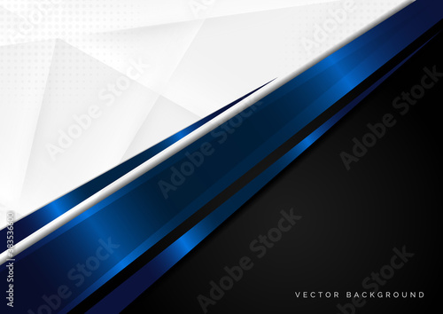 Template corporate concept blue black grey and white contrast background.