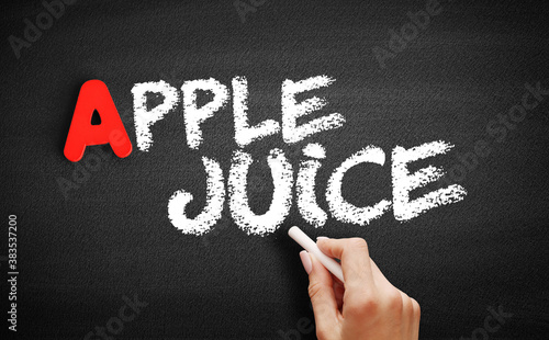 Apple juice text on blackboard, concept background