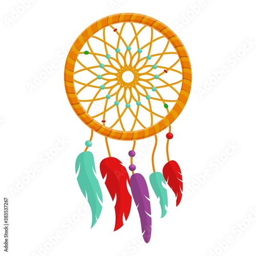 Colorful dream catcher icon. Cartoon of colorful dream catcher vector icon for web design isolated on white background