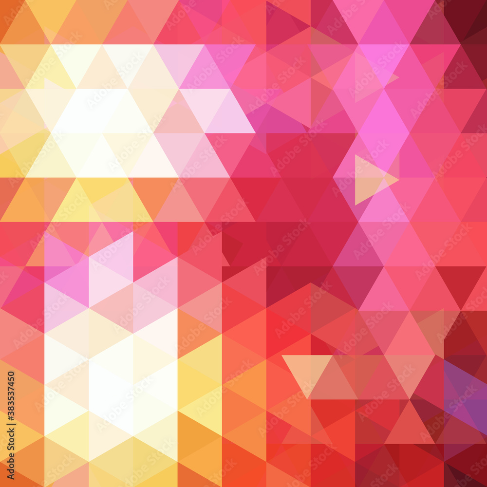 Obraz premium Abstract mosaic background. Triangle geometric background. Design elements. Vector illustration. Yellow, orange, pink colors.