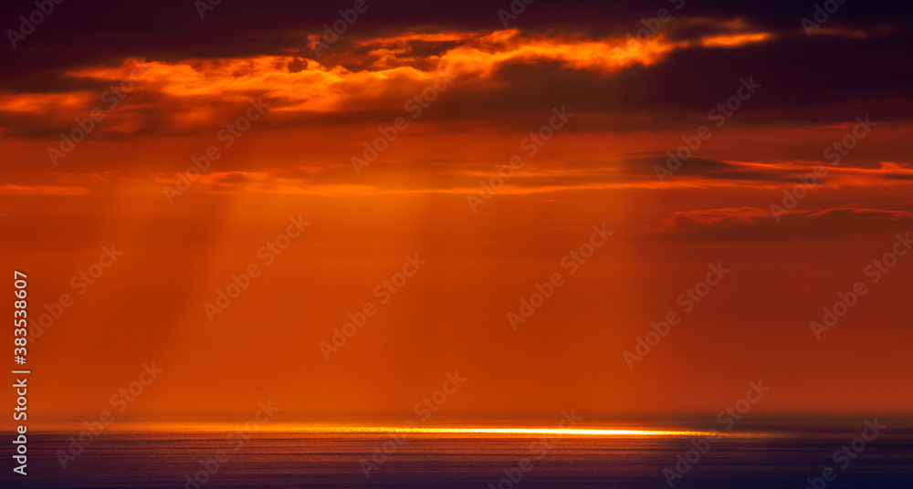 Sunset on the ocean, Tintagel, Cornwall