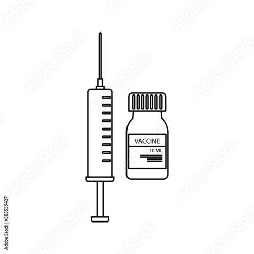 vector medical icon for pandemic vaccine ampoule and syringe. Image of covid-19 vaccine and syringe. Illustration of antiviral vaccine on white background