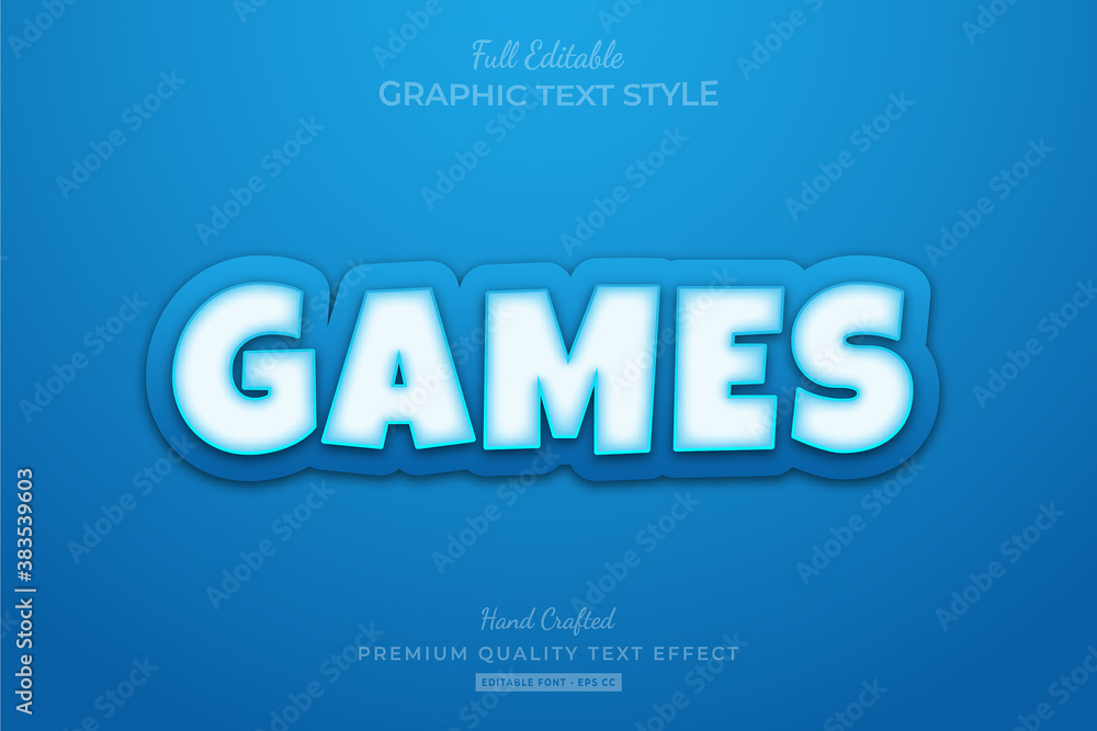 Games Winter Cartoon Editable Text Style Effect Premium
