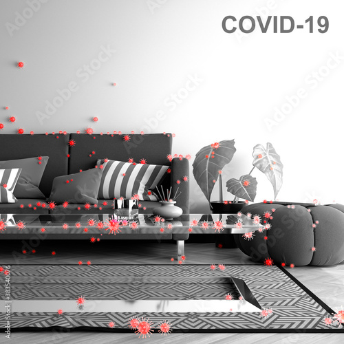 spread of the covid 19 over a living room