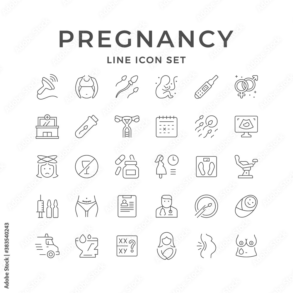 Set line icons of pregnancy Set line icons of pregnancy